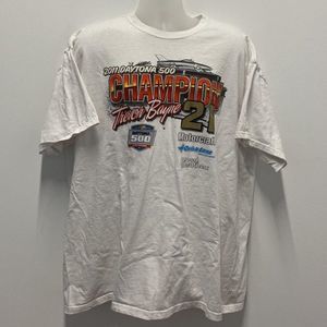 2011 Daytona 500 Champion Trevor Bayne White T-Shirt Size 2XL